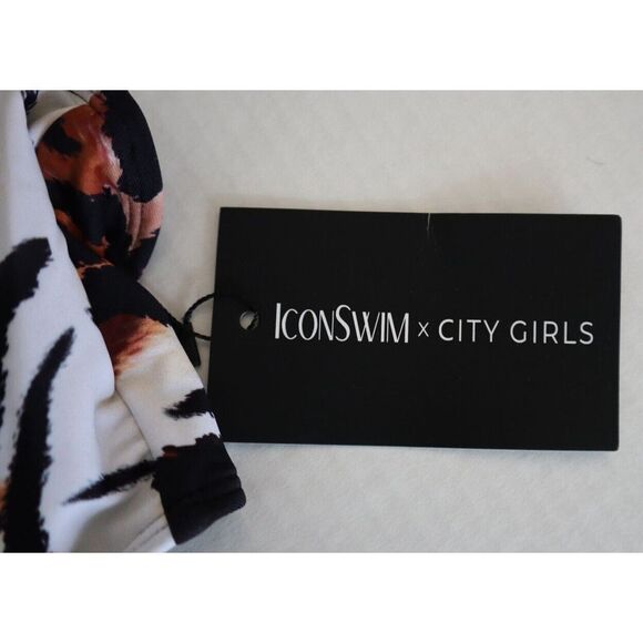 Icon Swim x City Girls ICON1026 Sz XL Brown Zebra Print Take Yo Man Thong Bikini - Picture 4 of 7